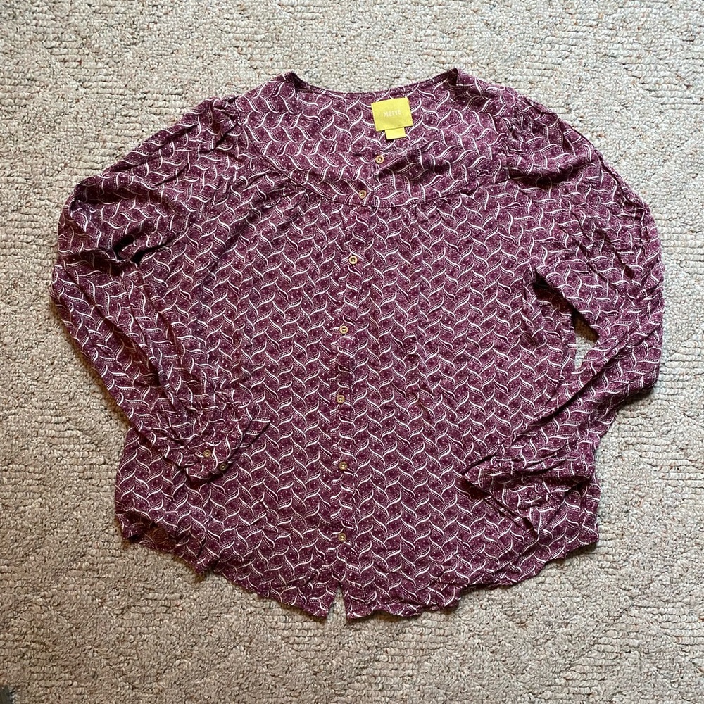 ANTHROPOLOGIE Purple Patterned Button Down